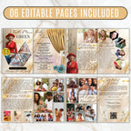 6 Pages Elegant Gold Funeral Program Template, Bi-Fold Funeral Program, Obituary Celebration Of Life Program, Digital Download - Editable Memorial Canva Template