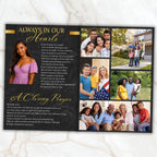 6 Pages Black and Gold Funeral Program Template, Bi-Fold Funeral Program, Obituary Celebration Of Life Program, Digital Download - Editable Memorial Canva Template