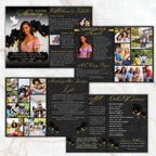 6 Pages Black and Gold Funeral Program Template, Bi-Fold Funeral Program, Obituary Celebration Of Life Program, Digital Download - Editable Memorial Canva Template
