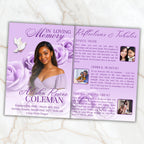 6 Pages Purple Funeral Program Template, Bi-Fold Funeral Program, Obituary Celebration Of Life Program, Digital Download - Editable Memorial Canva Template