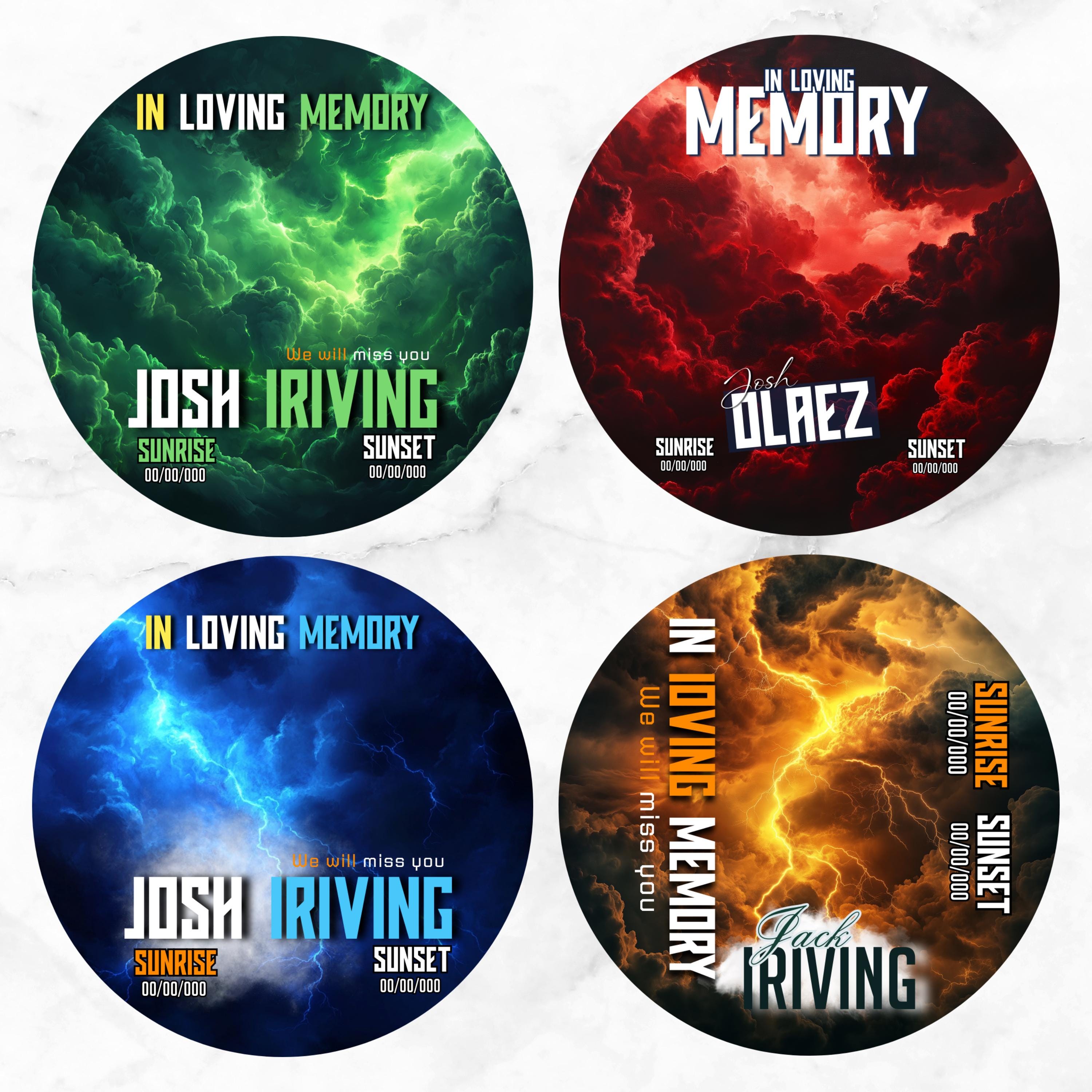 25 In Loving Memory Pin Button Canva Editable Templates, Memorial Pin Button Canva Designs, Funeral Button Favors, Digital Download - Editable Memorial Canva Template