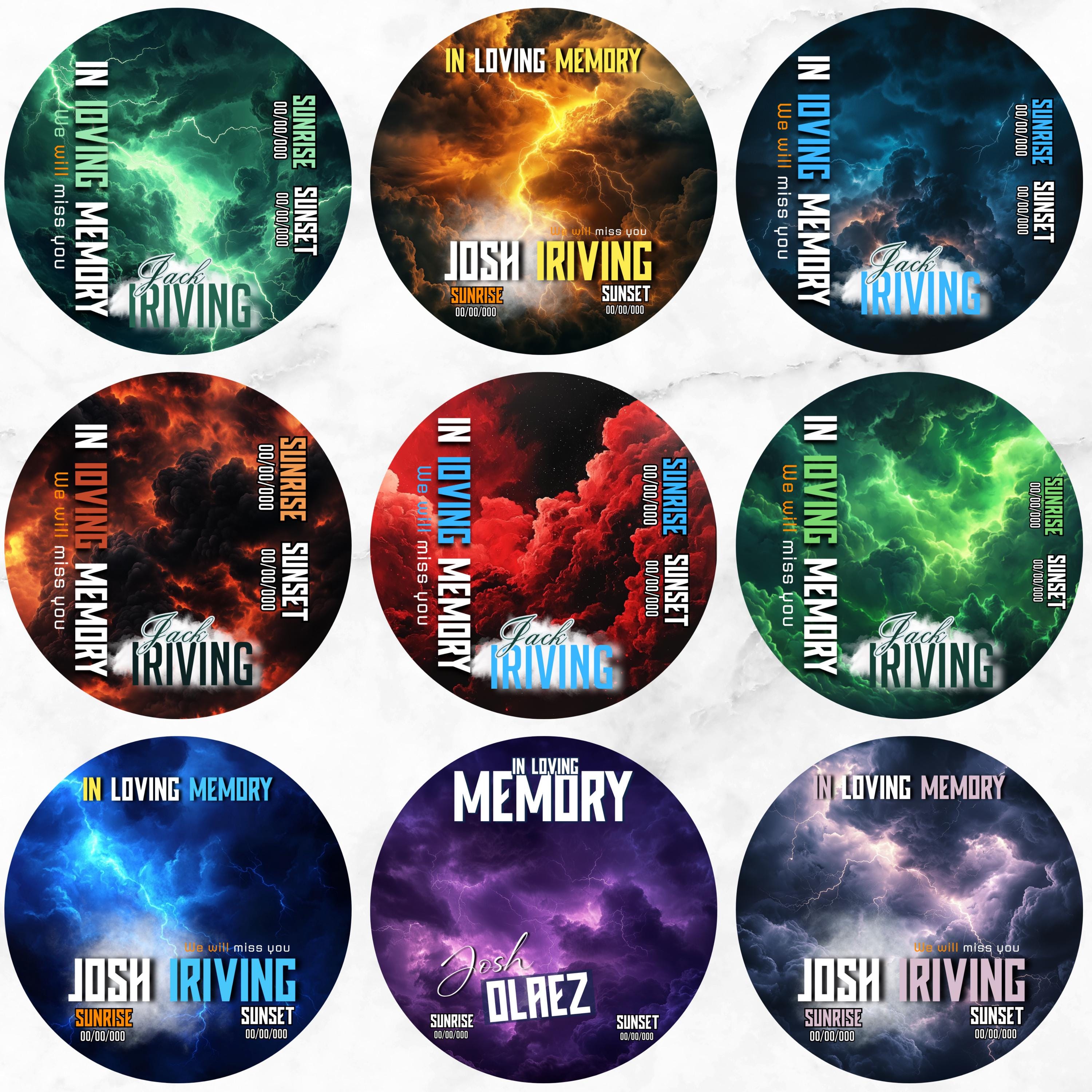 25 In Loving Memory Pin Button Canva Editable Templates, Memorial Pin Button Canva Designs, Funeral Button Favors, Digital Download - Editable Memorial Canva Template