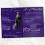 08 Pages Purple Funeral Program Template, Bi-Fold Funeral Program, Obituary Celebration Of Life Program, Digital Download - Editable Memorial Canva Template