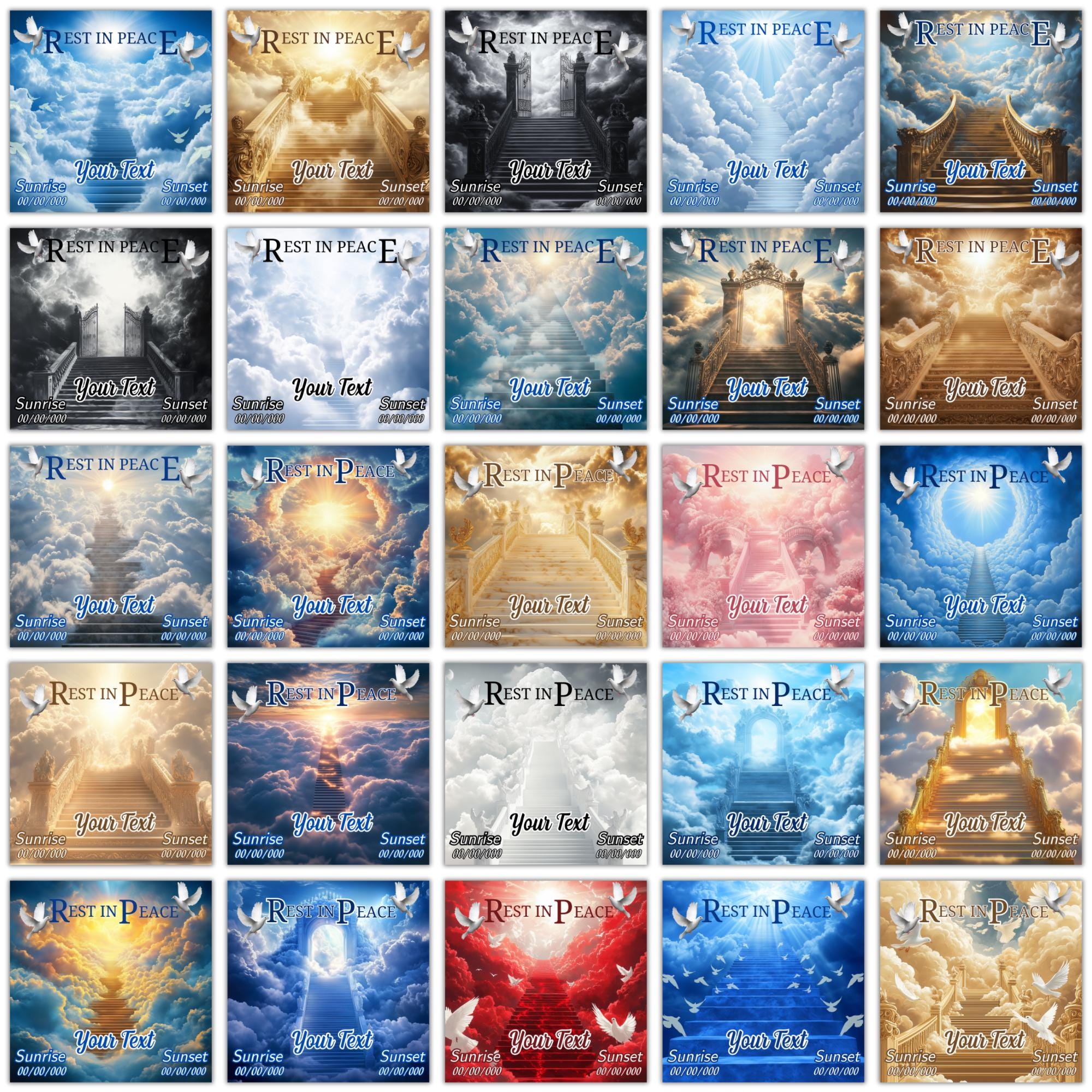 30 Rest In Peace Memorial Editable Templates, In Loving Memory Canva Templates , Funeral & Celebration of Life, Memorial Funeral Templates - Editable Memorial Canva Template