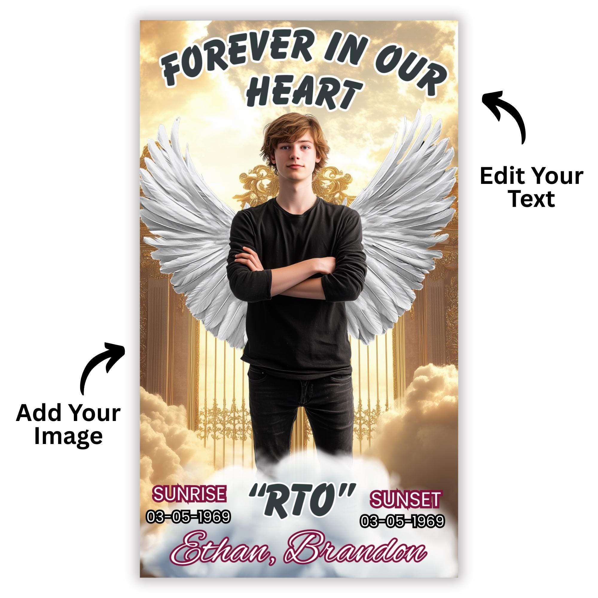 40 In Loving Memory Canva Editable Templates, Memorial Canva Editable Templates, Rest In Peace, Forever In Our Heart Canva Templates - Editable Memorial Canva Template