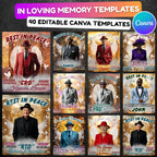 40 In Loving Memory Canva Editable Templates, Memorial Canva Editable Templates, Rest In Peace, Forever In Our Heart Canva Templates - Editable Memorial Canva Template
