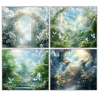 19 Memorial Heaven Backgrounds Png Bundle, Memorial Backgrounds, In Loving Memory Backgrounds, Heaven Stair Steps & Gate, Rest In Peace - Editable Memorial Canva Template