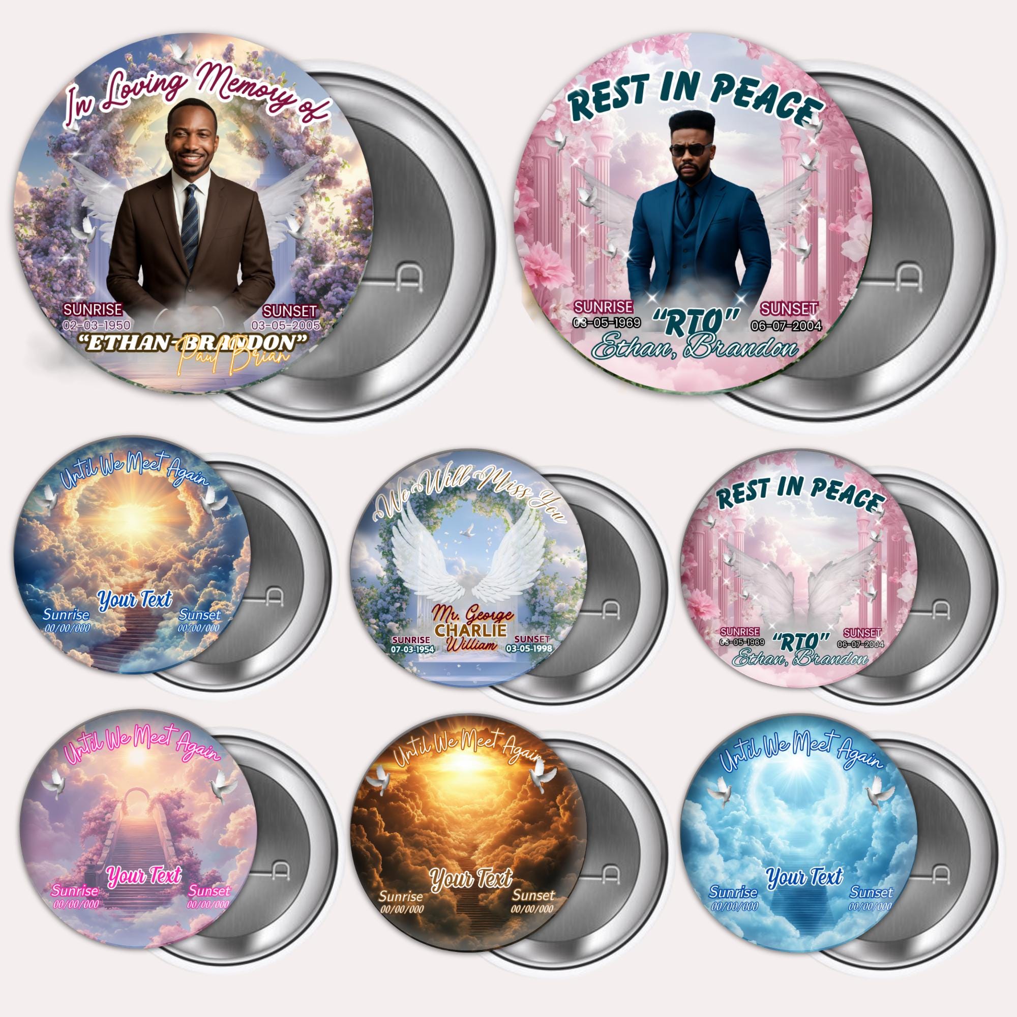 20 In Loving Memory Pin Button Canva Editable Templates, Memorial Pin Button Canva Designs, Rest in Peace Pin Button, Digital Download - Editable Memorial Canva Template