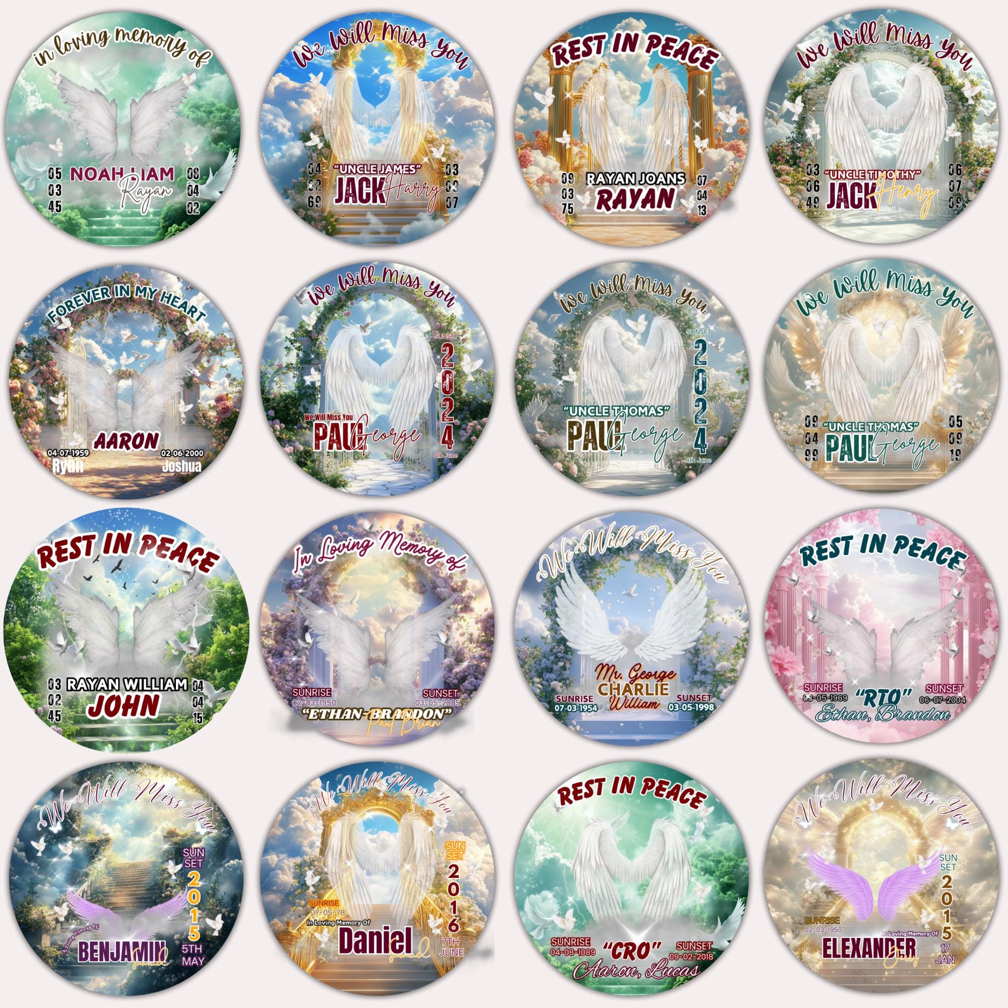 20 In Loving Memory Pin Button Canva Editable Templates, Memorial Pin Button Canva Designs, Rest in Peace Pin Button, Digital Download - Editable Memorial Canva Template