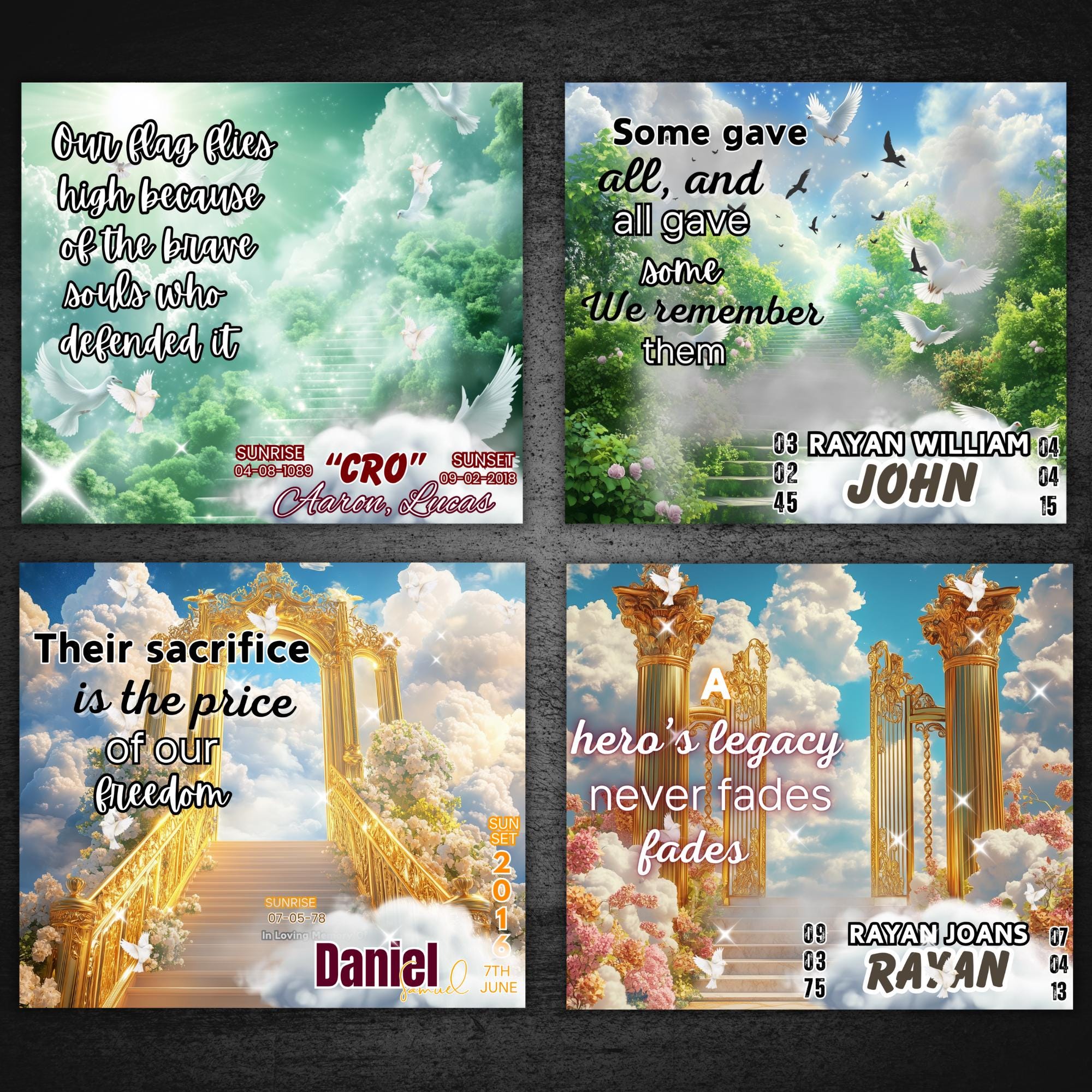 20 In Loving Memory Tumbler Canva Editable Templates, In Loving Memory Template, Memorial Tumbler Canva Template, Funeral Celebration - Editable Memorial Canva Template