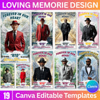 19 In Loving Memory Canva Editable Templates, Memorial Canva Template, Rest In Peace Design, Funeral Celebration of Life, Digital Download - Editable Memorial Canva Template