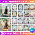 20 In Loving Memory Canva Editable Templates, Memorial Canva Template, Rest In Peace Design, Funeral Celebration of Life, Digital Download - Editable Memorial Canva Template