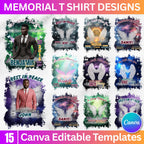 15 In Loving Memory T Shirt Canva Editable Templates, Memorial Canva Template, Rest In Peace, We Will Miss You, Foreever In Our Heart - Editable Memorial Canva Template