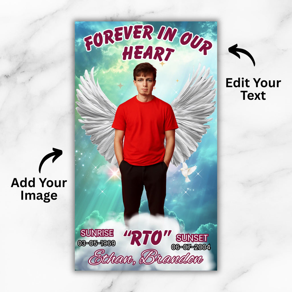 30 Forever In Our Heart Canva Templates, In Loving Memory Canva Editable Templates, Memorial Canva Editable Templates, Rest In Peace - Editable Memorial Canva Template