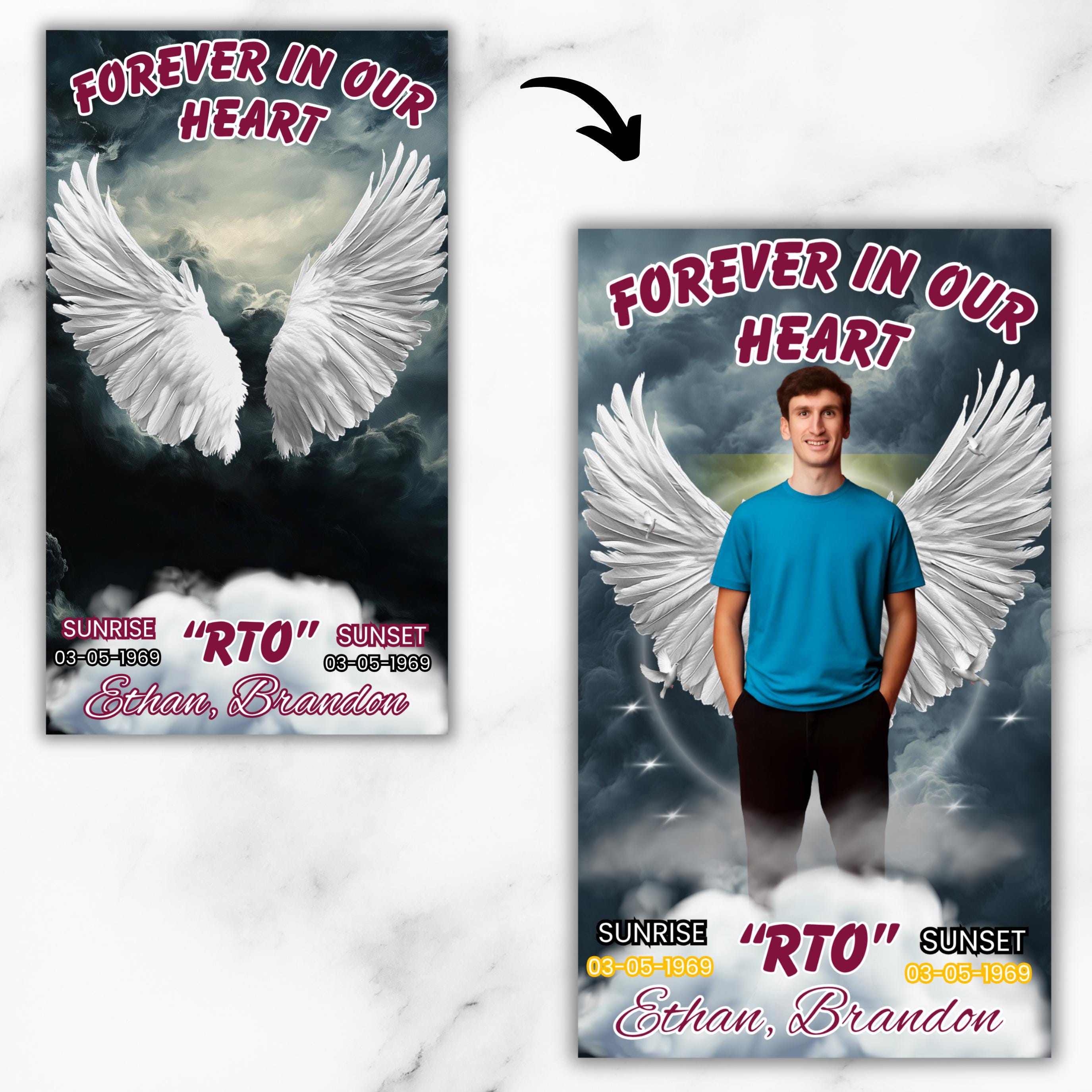 30 Forever In Our Heart Canva Templates, In Loving Memory Canva Editable Templates, Memorial Canva Editable Templates, Rest In Peace - Editable Memorial Canva Template