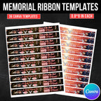 12 In Loving Memory Ribbon Canva Editable Template, Memorial Ribbon Templates, Rest in Piece Ribbon Design, Funeral Memorial Template - Editable Memorial Canva Template