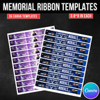 12 In Loving Memory Ribbon Canva Editable Template, Memorial Ribbon Templates, Rest in Piece Ribbon Design, Funeral Memorial Template - Editable Memorial Canva Template