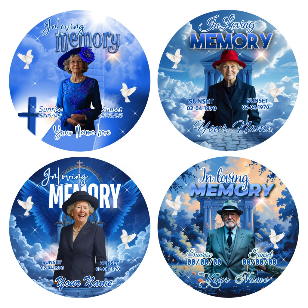 10 In Loving Memory Purple Pin Button Canva Editable Templates Bundle, Memorial Purple Pin Button Canva Designs, Funeral Button Favors - Editable Memorial Canva Template