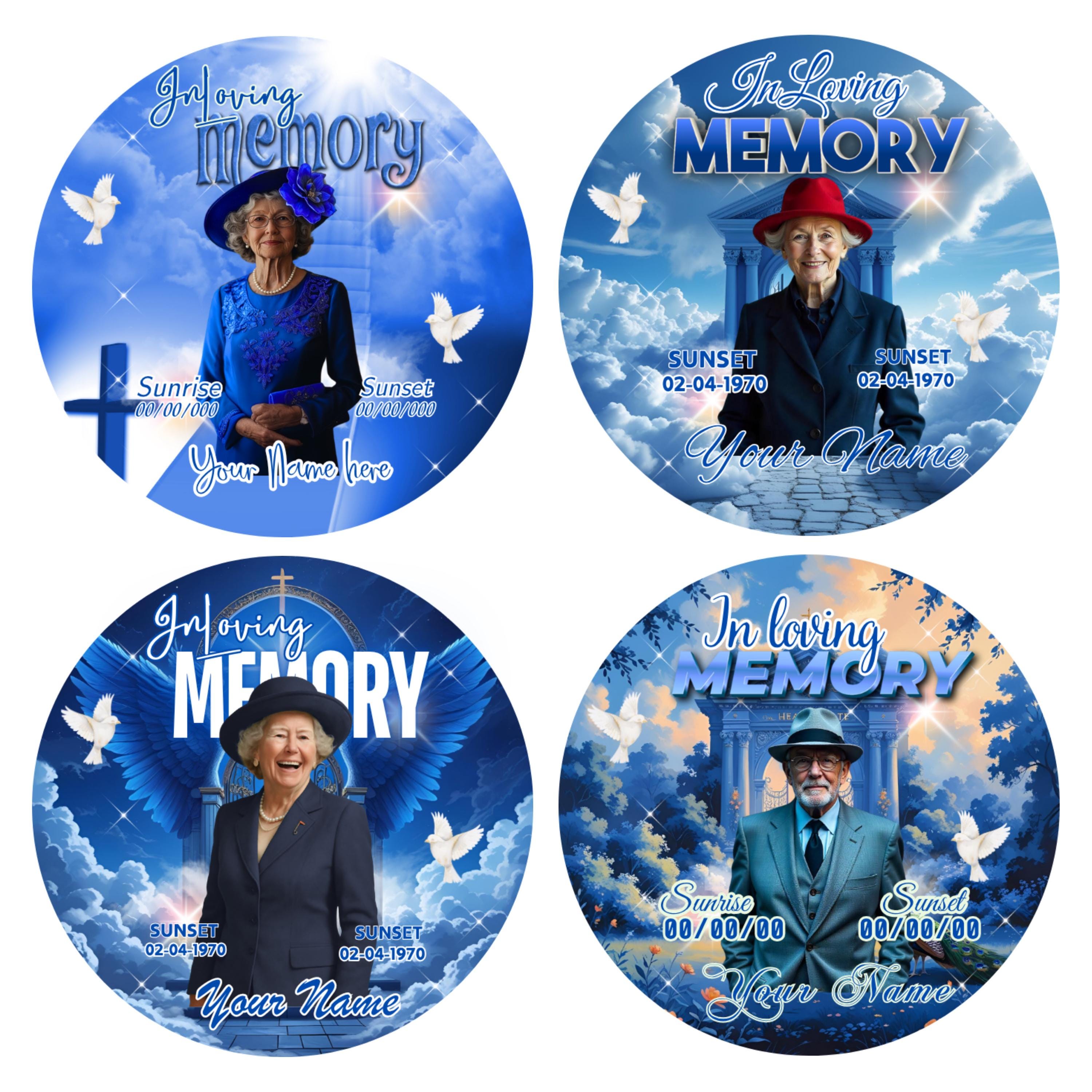 10 In Loving Memory Purple Pin Button Canva Editable Templates Bundle, Memorial Purple Pin Button Canva Designs, Funeral Button Favors - Editable Memorial Canva Template