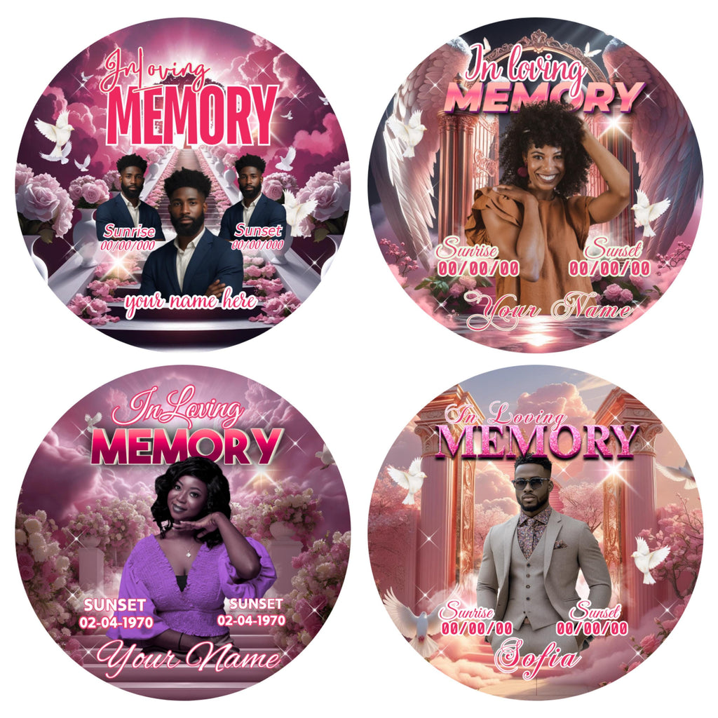 23 In Loving Memory Pink Pin Button Canva Editable Templates, In Loving Memory Templates, Memorial Canva Template, Funeral & Celebration - Editable Memorial Canva Template