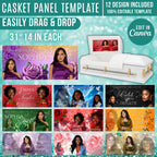 12 In Loving Memory Casket Panel Editable Templates, Personalized Casket Panel, Memorial Canva Template, Memorial Tribute, Funeral Keepsake - Editable Memorial Canva Template