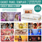 13 Memorial Casket Panel Editable Templates, Personalized Casket Panel, In Loving Memory Canva Template, Memorial Tribute, Funeral Keepsake - Editable Memorial Canva Template