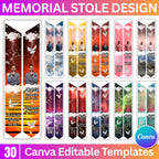 30 Memorial Stole Canva Editable Templates, In Loving Memory Templates, Memorial Canva Template, Funeral & Celebration, Digital Download - Editable Memorial Canva Template