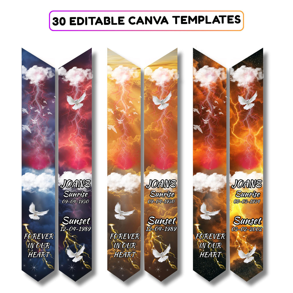 30 Memorial Stole Canva Editable Templates, In Loving Memory Templates, Memorial Canva Template, Funeral & Celebration, Digital Download - Editable Memorial Canva Template