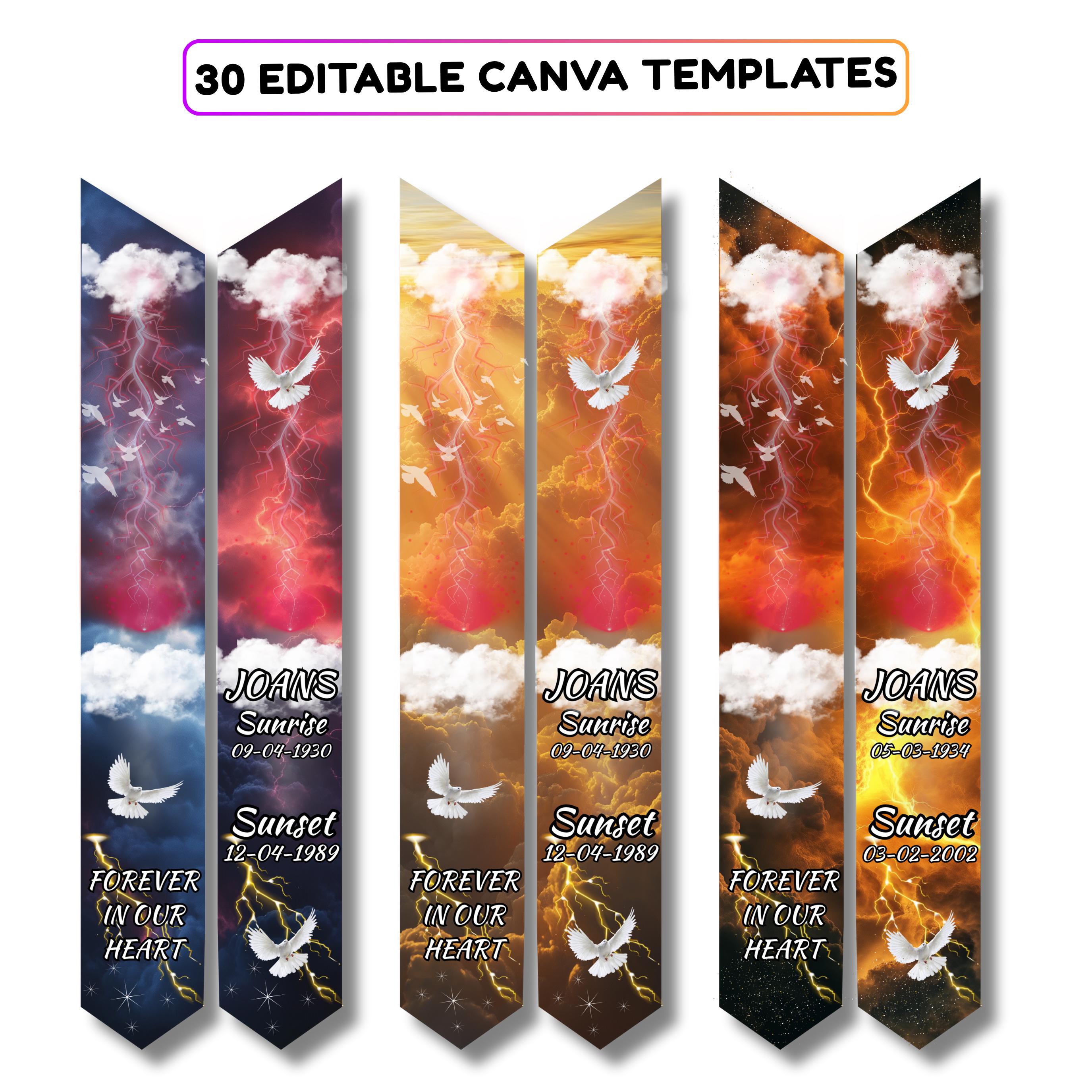 30 Memorial Stole Canva Editable Templates, In Loving Memory Templates, Memorial Canva Template, Funeral & Celebration, Digital Download - Editable Memorial Canva Template