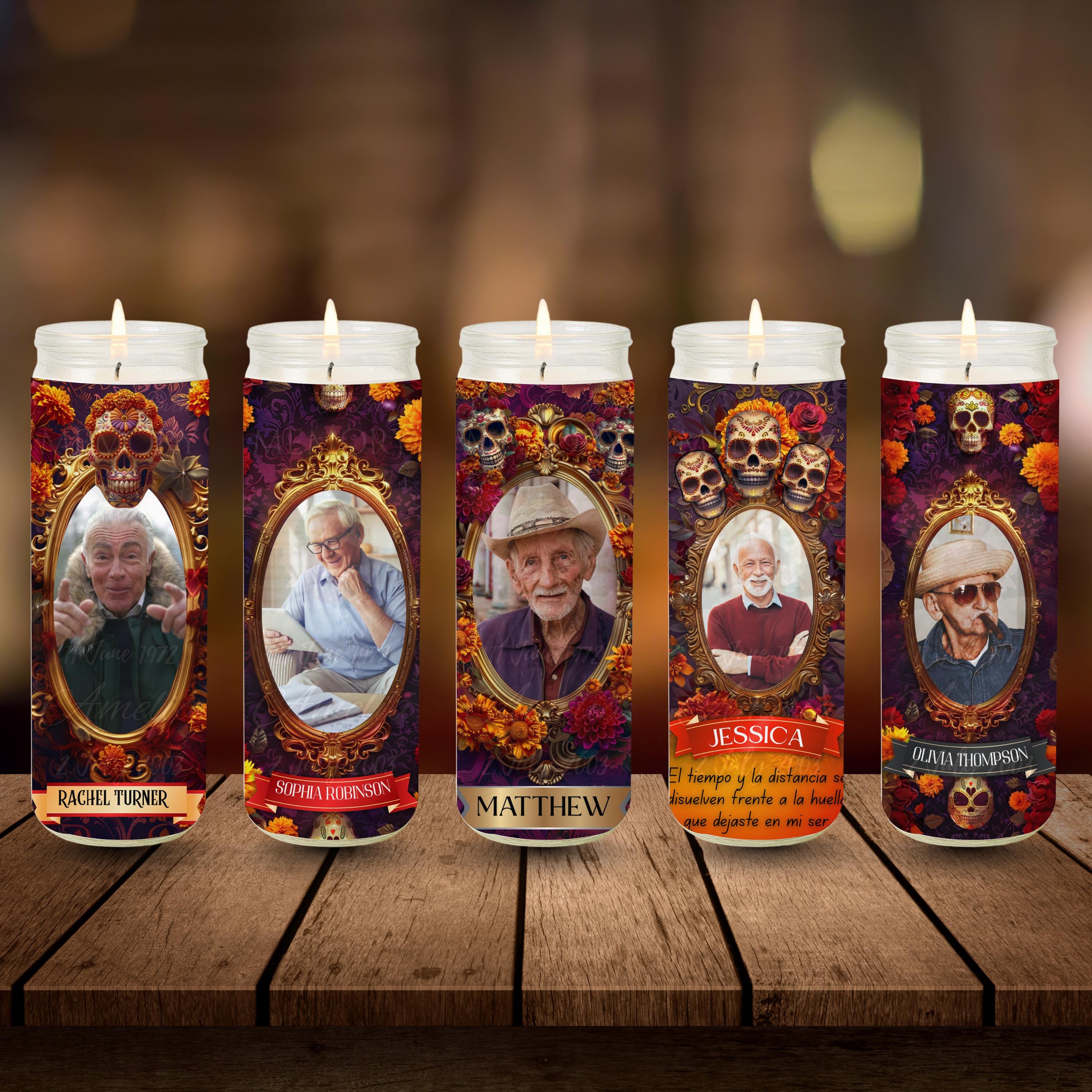 40 Día De Los Muertos Candle Labels Editable Templates, Dia de los Muertos Altar Decor Stickers, Velas Etiquetas, Digital Download - Editable Memorial Canva Template