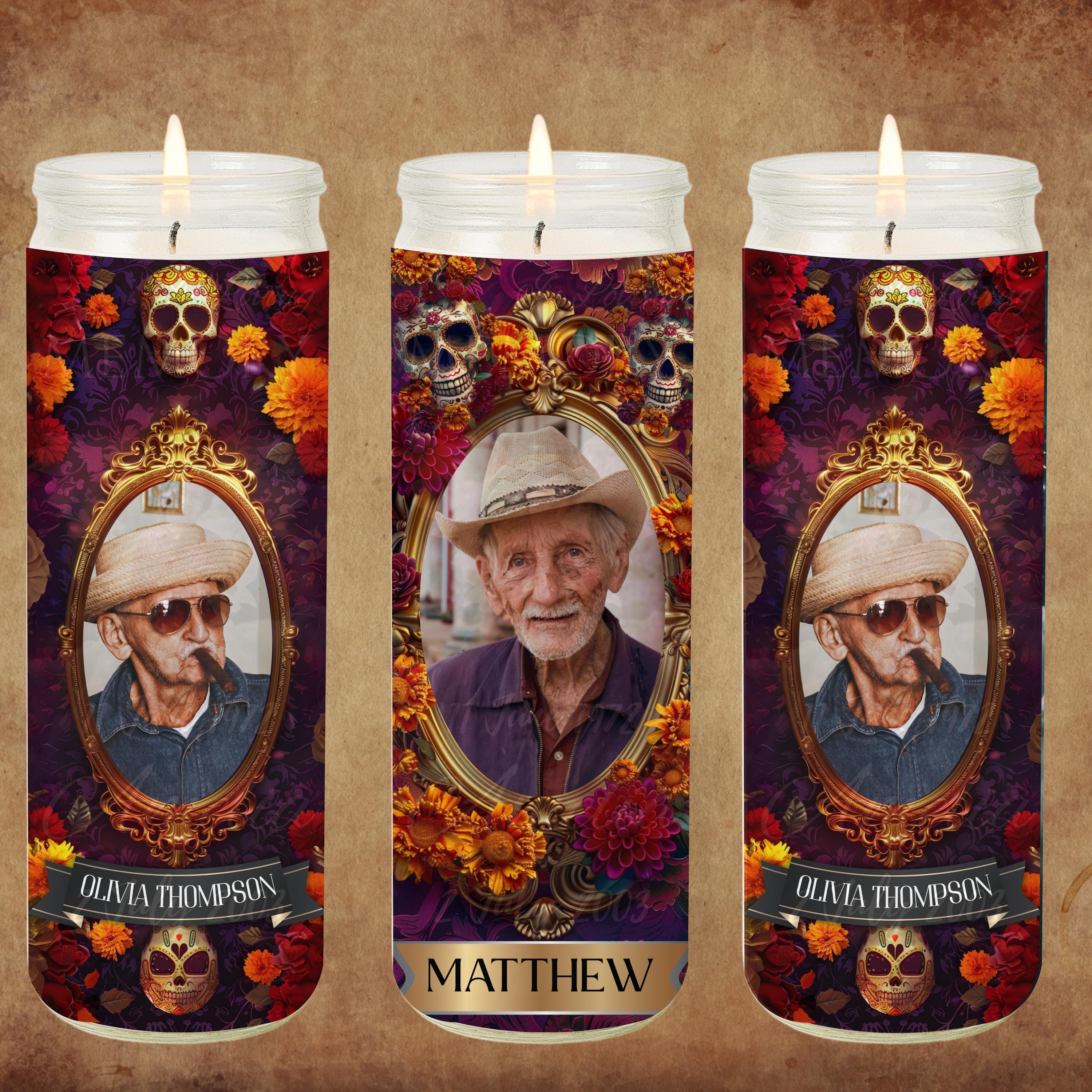 40 Día De Los Muertos Candle Labels Editable Templates, Dia de los Muertos Altar Decor Stickers, Velas Etiquetas, Digital Download - Editable Memorial Canva Template