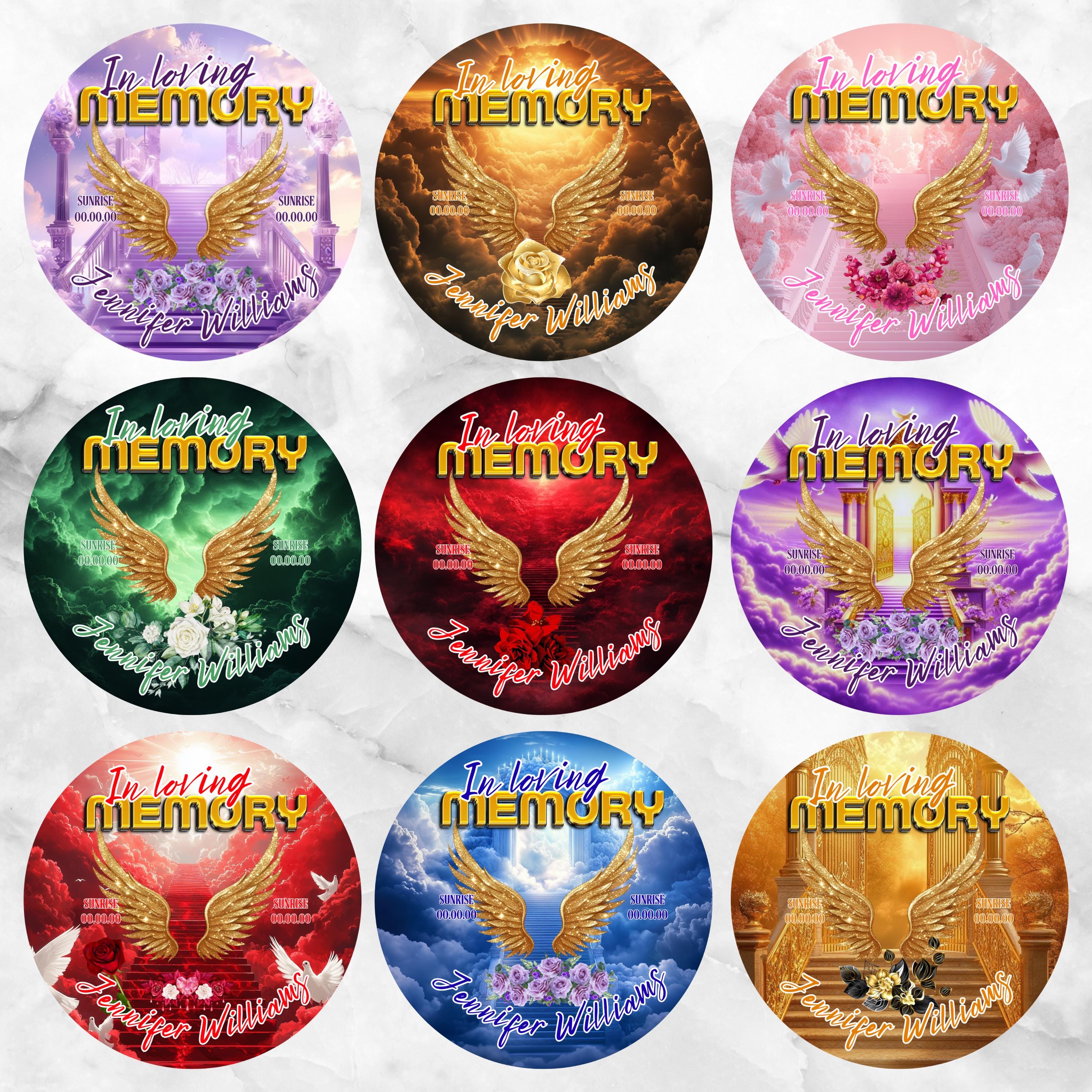 11 In Loving Memory Pin Button Canva Editable Templates, Memorial Pin Button Canva Designs, Rest in Peace Button, Digital Download - Editable Memorial Canva Template