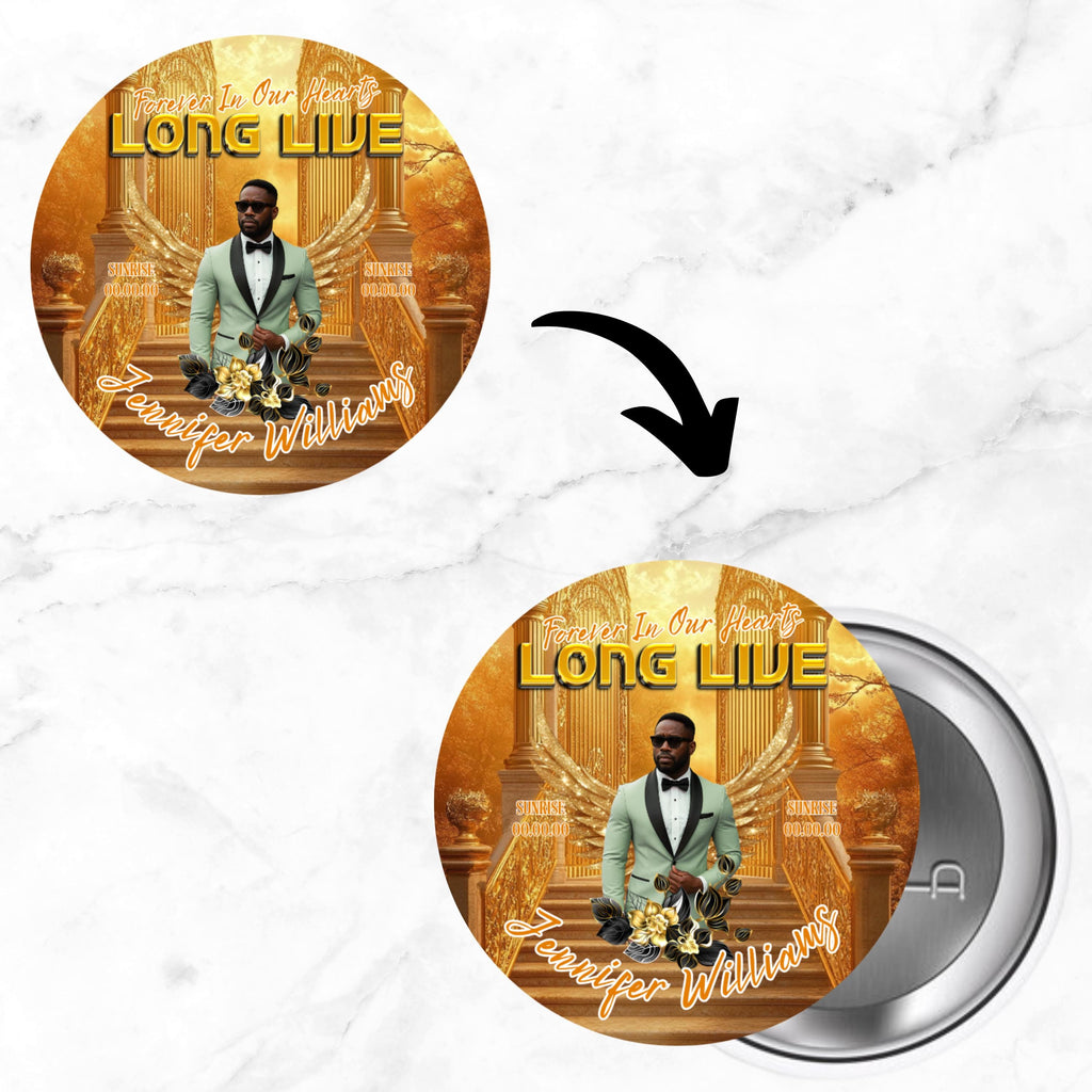 11 Long Live Pin Button Canva Editable Templates, Long Live Pin Button Canva Designs, Funeral T-Shirt Template, Digital Download - Editable Memorial Canva Template