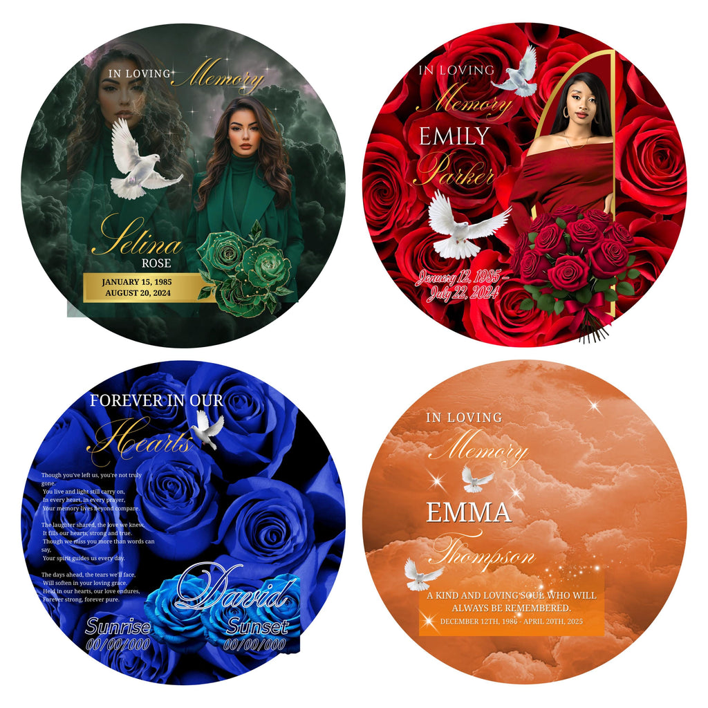 10 Long Live Pin Button Canva Editable Templates, Long Live Pin Button Canva Designs, Funeral Pin Button Template, Digital Download - Editable Memorial Canva Template