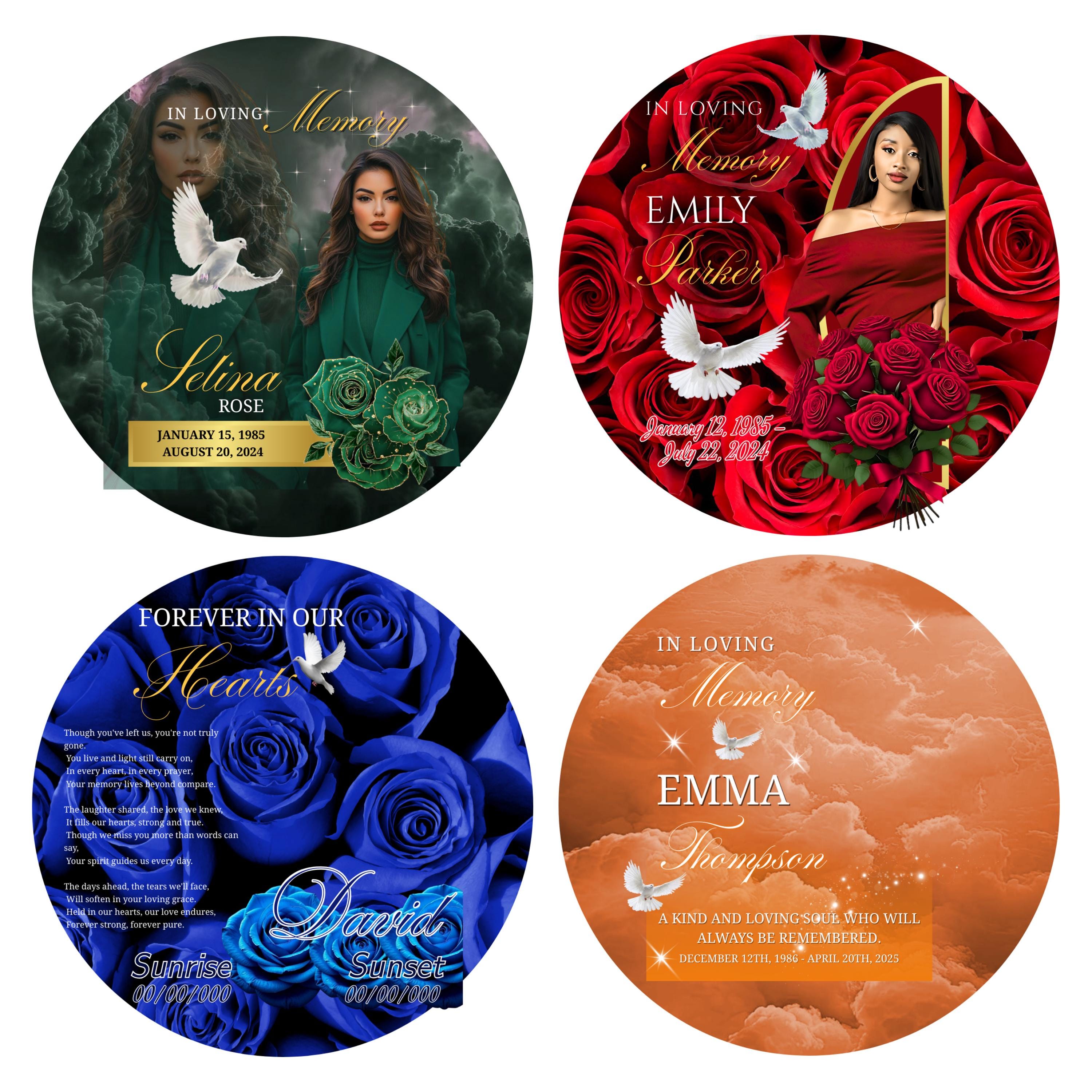 10 Long Live Pin Button Canva Editable Templates, Long Live Pin Button Canva Designs, Funeral Pin Button Template, Digital Download - Editable Memorial Canva Template