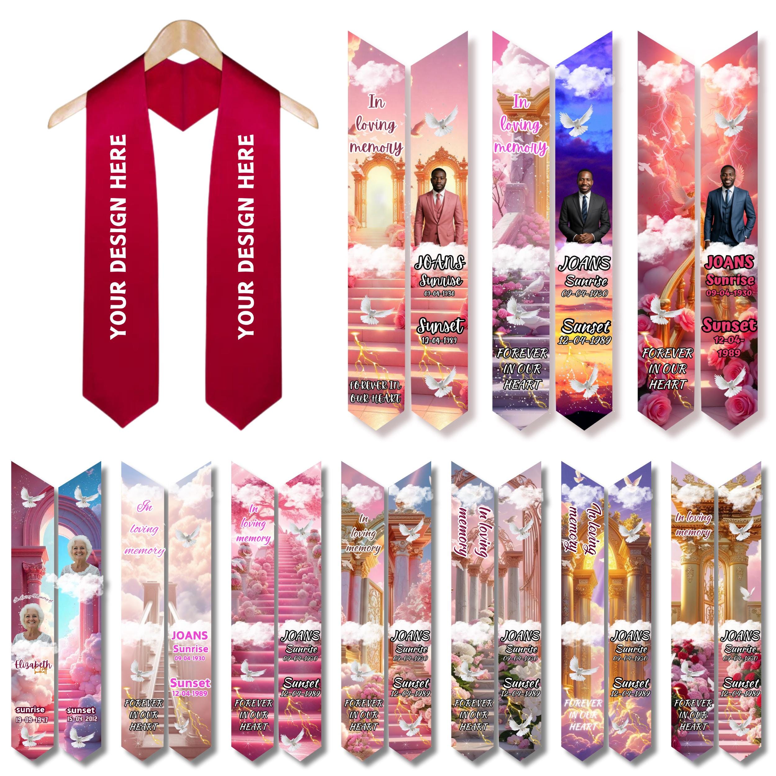 19 Memorial Stole Canva Editable Templates, In Loving Memory Templates, Memorial Canva Template, Funeral & Celebration, Digital Download - Editable Memorial Canva Template