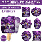 06 Purple Memorial Paddle Fan Editable Template, In Loving Memory Fan, Celebration of Life Paddle Fan, In Loving Memory Handheld Tribute - Editable Memorial Canva Template