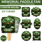 06 Green Memorial Paddle Fan Editable Template, In Loving Memory Fan, Celebration of Life Paddle Fan, In Loving Memory Handheld Tribute - Editable Memorial Canva Template