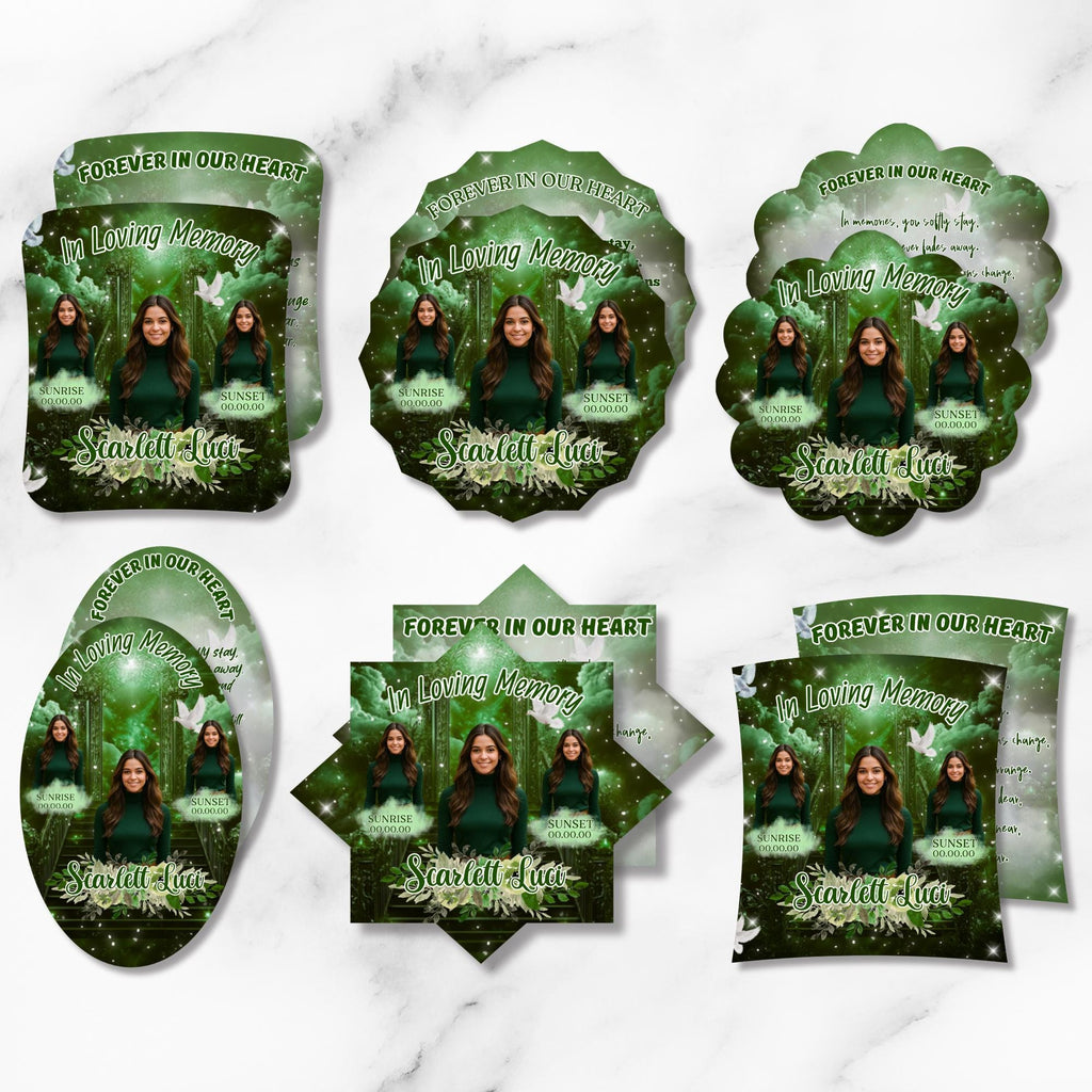06 Green Memorial Paddle Fan Editable Template, In Loving Memory Fan, Celebration of Life Paddle Fan, In Loving Memory Handheld Tribute - Editable Memorial Canva Template