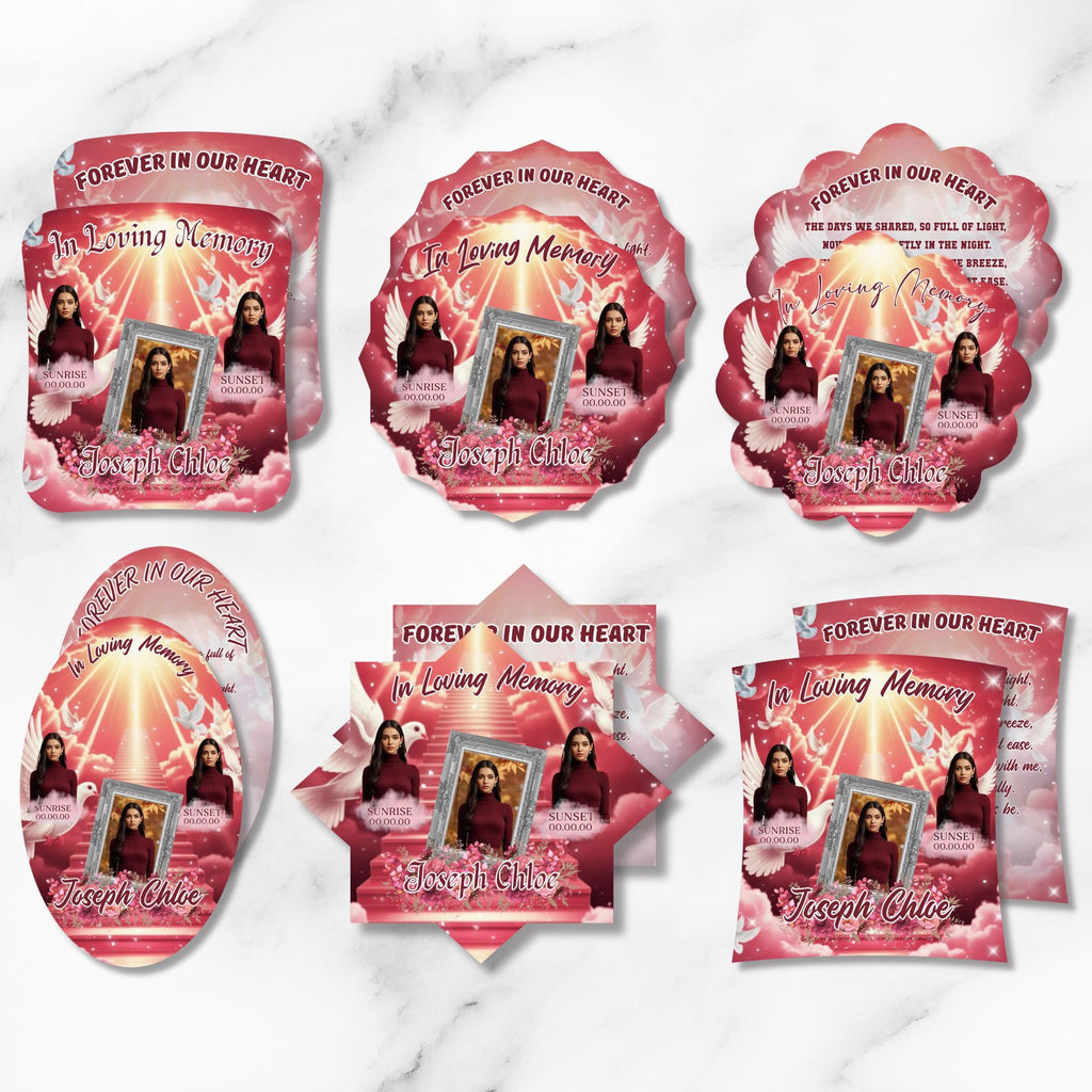 06 Pink Memorial Paddle Fan Editable Template, In Loving Memory Fan, Celebration of Life Paddle Fan, In Loving Memory Handheld Tribute - Editable Memorial Canva Template