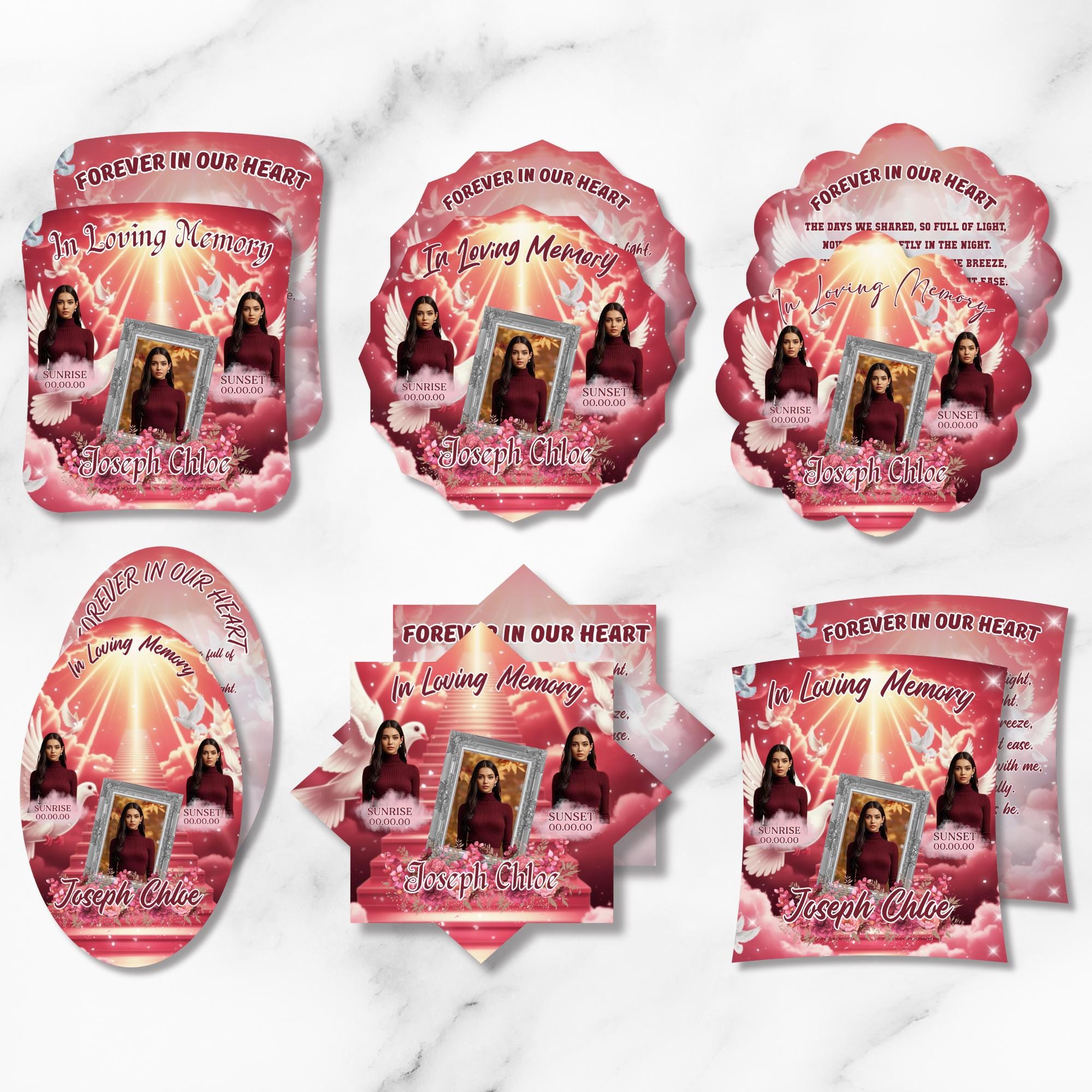 06 Pink Memorial Paddle Fan Editable Template, In Loving Memory Fan, Celebration of Life Paddle Fan, In Loving Memory Handheld Tribute - Editable Memorial Canva Template