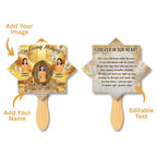 06 Yellow Memorial Paddle Fan Editable Template, In Loving Memory Fan, Celebration of Life Paddle Fan, In Loving Memory Handheld Tribute - Editable Memorial Canva Template