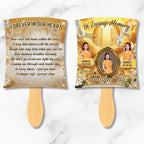 06 Yellow Memorial Paddle Fan Editable Template, In Loving Memory Fan, Celebration of Life Paddle Fan, In Loving Memory Handheld Tribute - Editable Memorial Canva Template