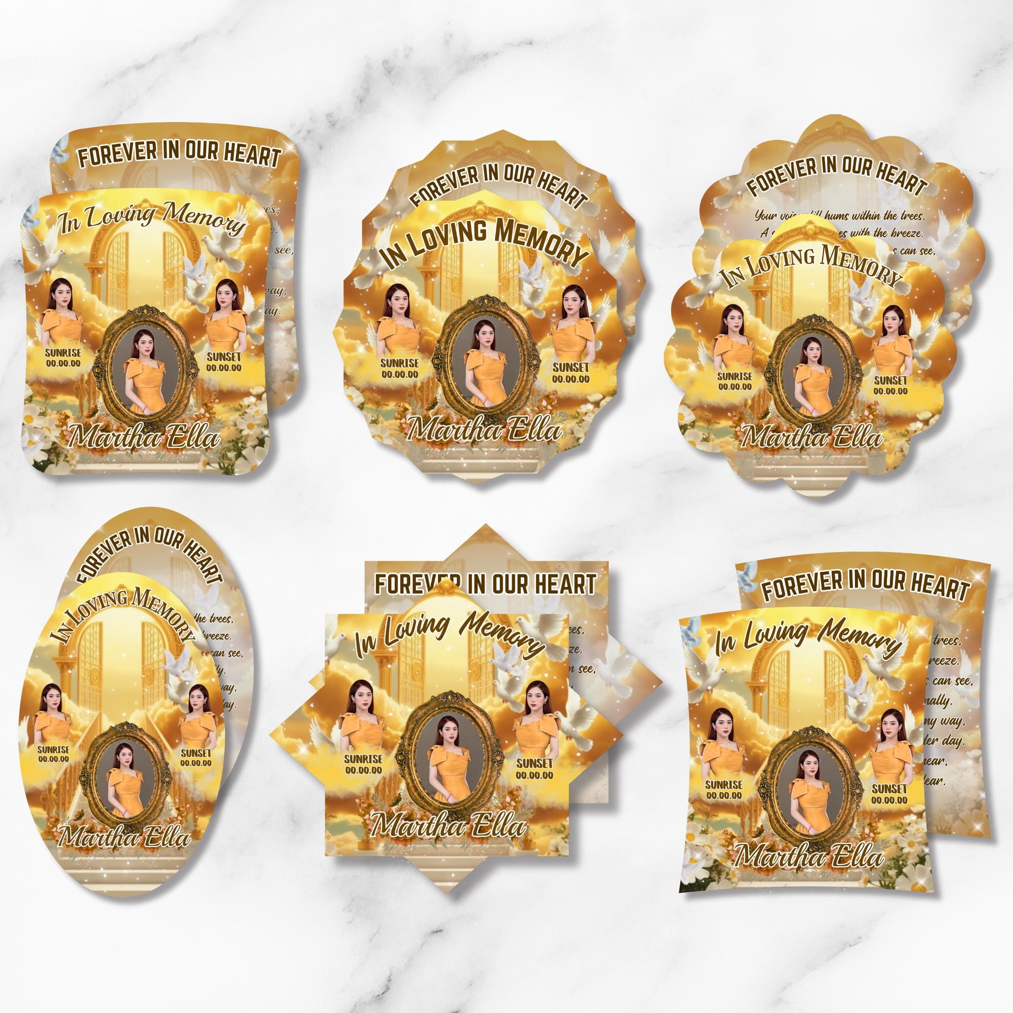 06 Yellow Memorial Paddle Fan Editable Template, In Loving Memory Fan, Celebration of Life Paddle Fan, In Loving Memory Handheld Tribute - Editable Memorial Canva Template
