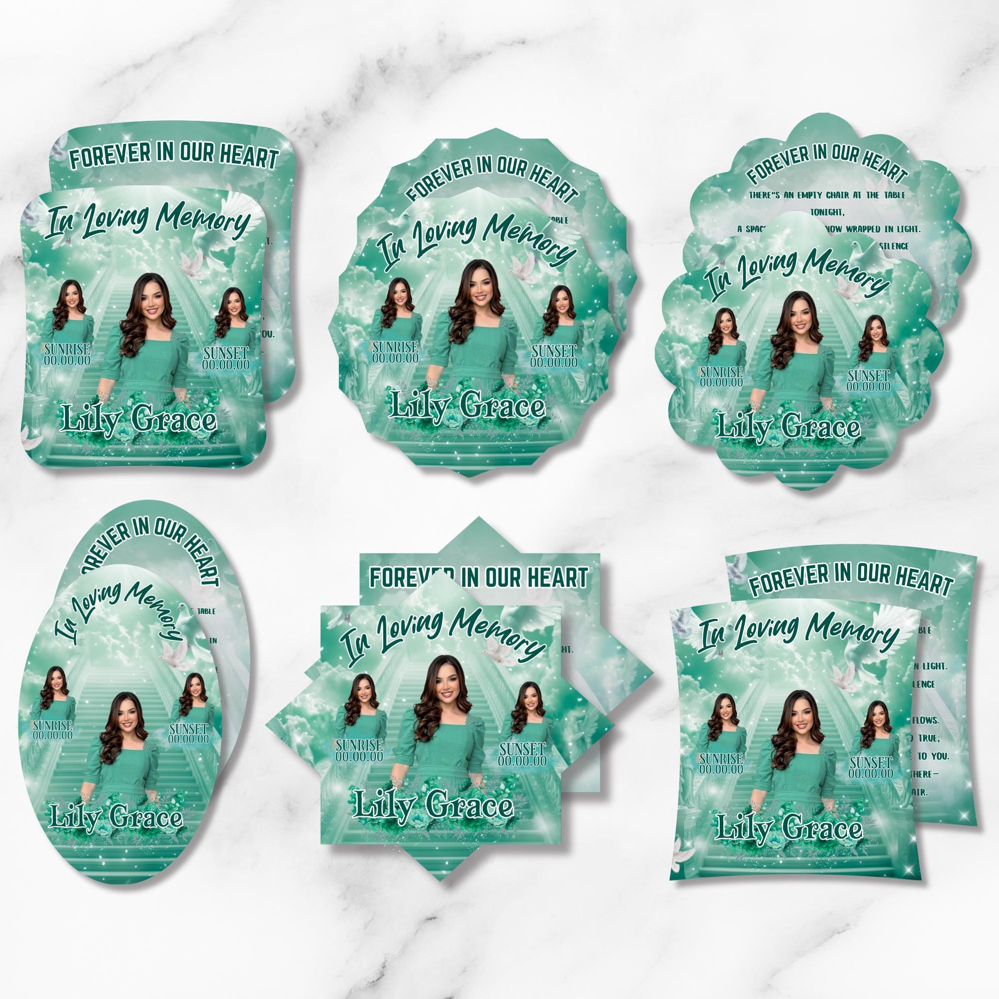 06 Zinc Memorial Paddle Fan Editable Template, In Loving Memory Fan, Celebration of Life Paddle Fan, In Loving Memory Handheld Tribute - Editable Memorial Canva Template