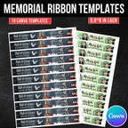 15 In Loving Memory Ribbon Canva Editable Template, Rest in Piece Ribbon Design, Funeral memorial Template, Memorial Ribbon Template - Editable Memorial Canva Template