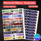 15 In Loving Memory Ribbon Canva Editable Template, Rest in Piece Ribbon Design, Funeral memorial Template, Memorial Ribbon Template - Editable Memorial Canva Template