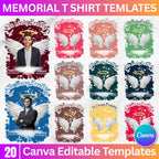 20 In Loving Memory T Shirt Canva Editable Templates, In Loving Memory Templates, Memorial Canva Template, Funeral & Celebration of Life - Editable Memorial Canva Template