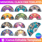 10 In Loving Memory Clack Fan Canva Editable Templates, In Loving Memory Templates, Memorial Canva Template, Funeral Memorial Clack Fan - Editable Memorial Canva Template