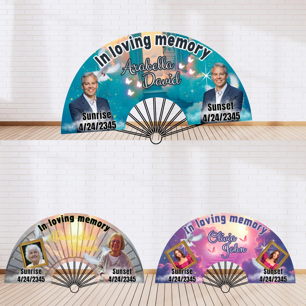 10 In Loving Memory Clack Fan Canva Editable Templates, In Loving Memory Templates, Memorial Canva Template, Funeral Memorial Clack Fan - Editable Memorial Canva Template